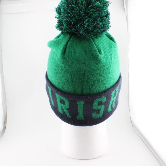 Top of the World Beanie Unisex OS Green Navy Notre Dame Irish Pom Cuff Knit - Picture 4 of 7